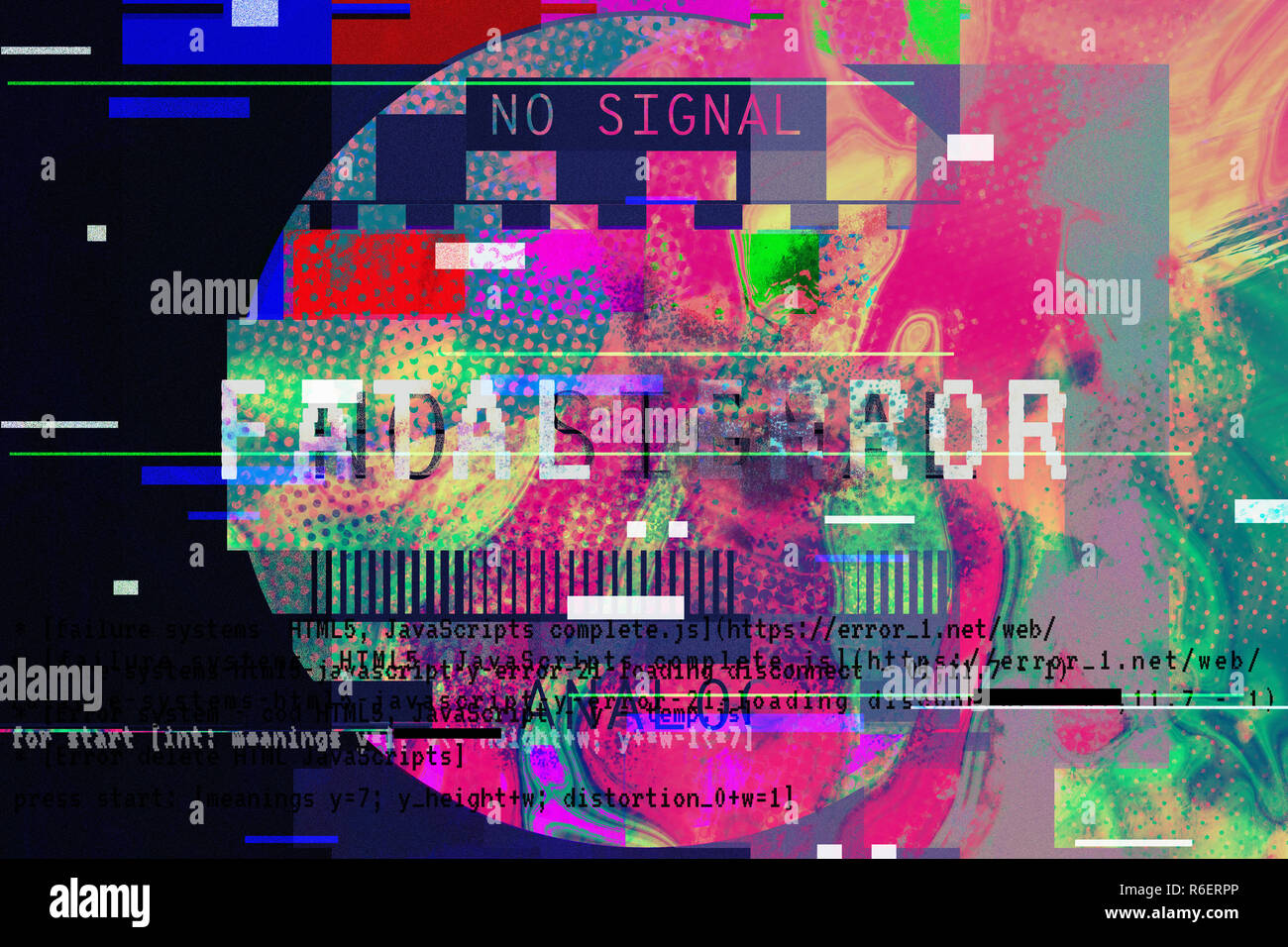 Gradient background with glitch effect, universal pattern Stock Photo