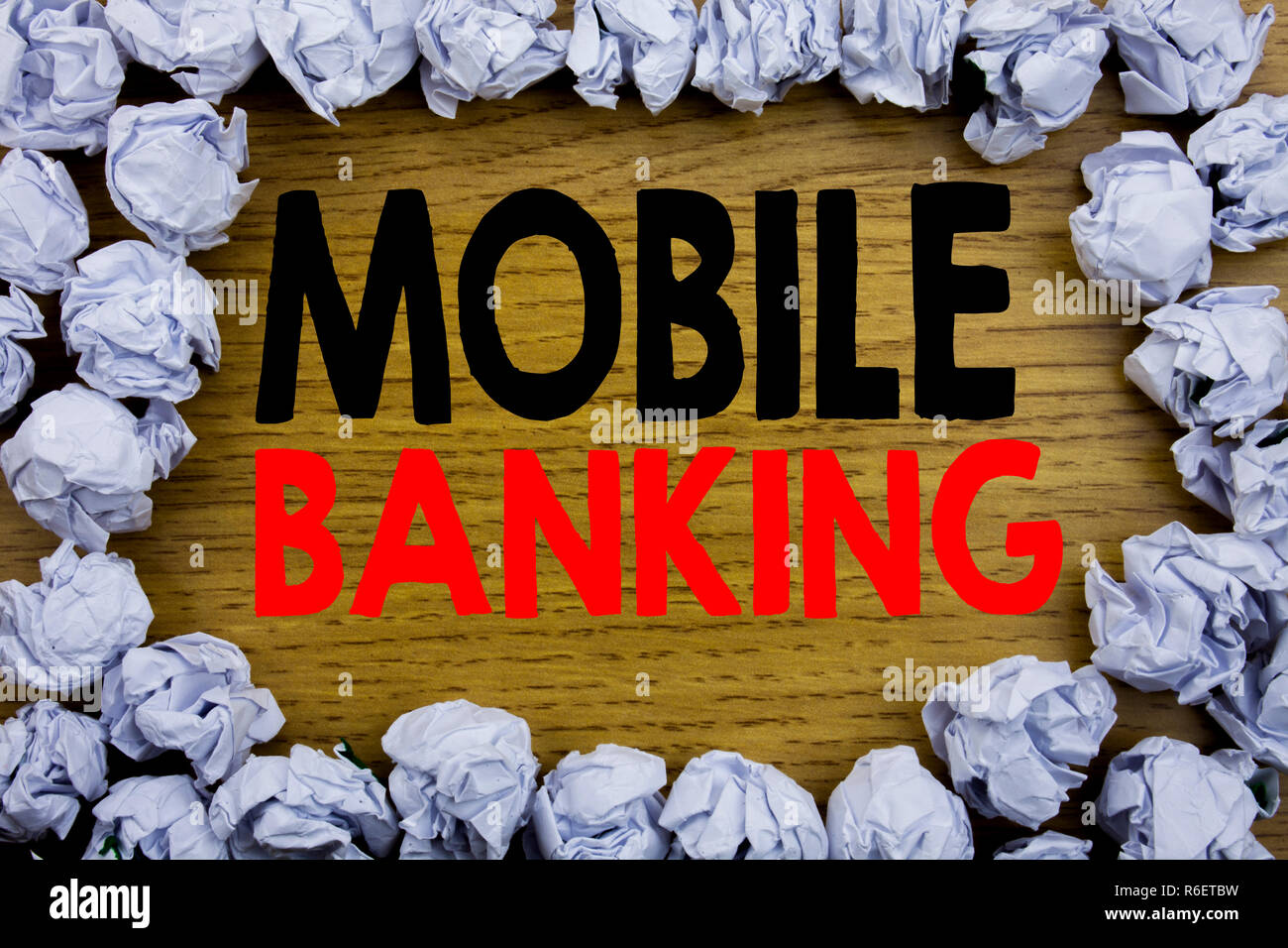 Handwriting Announcement Text Showing Mobile Banking Business