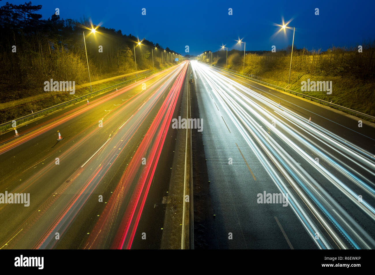 Vehicle Light Trails On A Motorway At Night Stock Photo Alamy