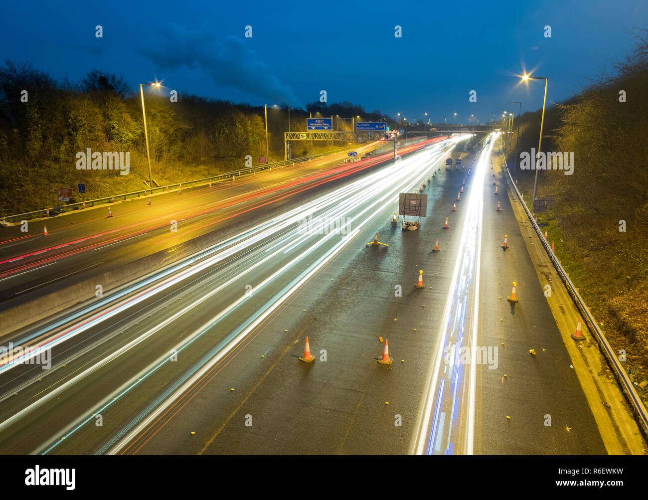 Vehicle light trails on a motorway at night Stock Photo Alamy