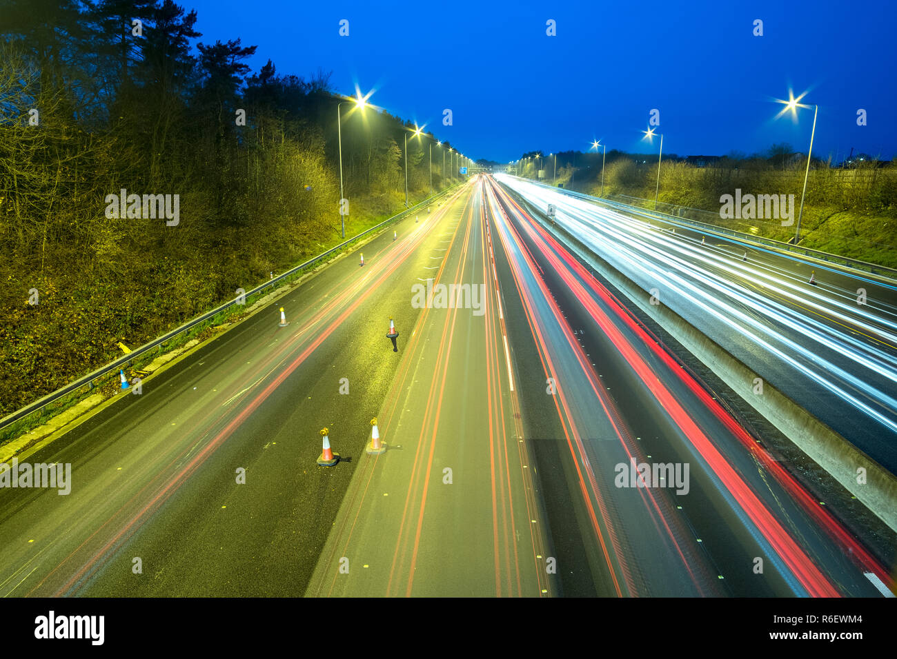 Vehicle light trails on a motorway at night Stock Photo Alamy