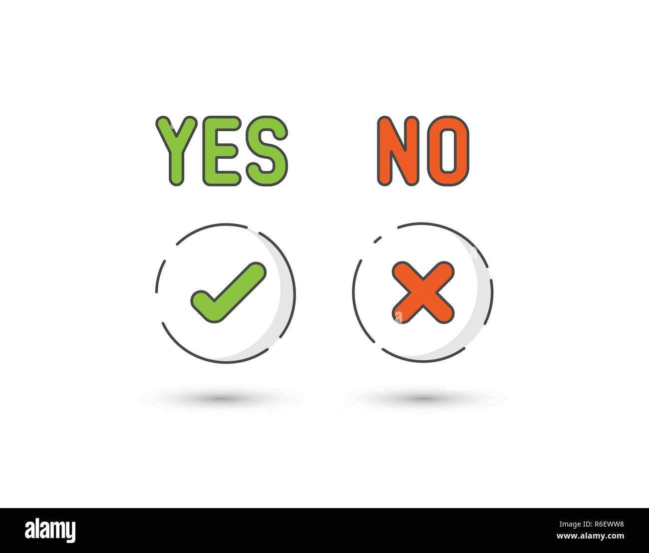 Set of fresh minimalist icons for various status - yes, no, accept, cancel Stock Vector