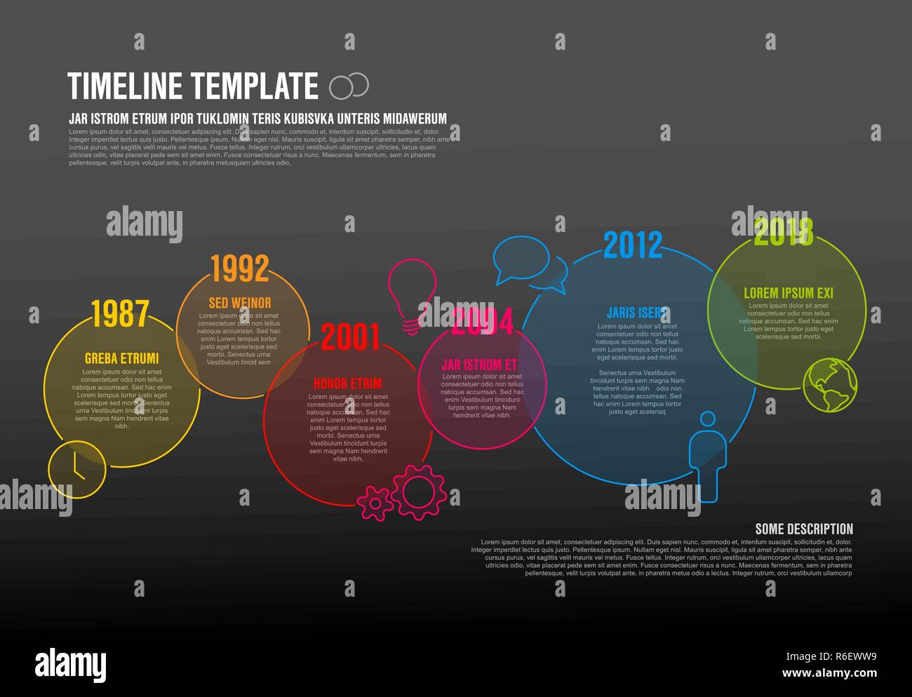 Vector Infographic timeline template made from thin line circles and ...