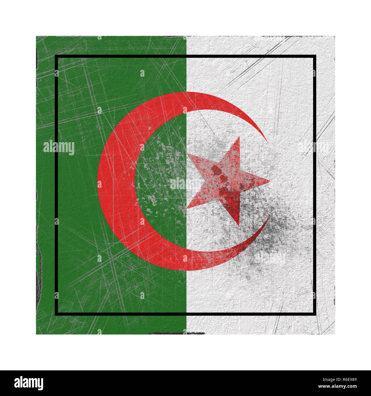 3d rendering of an old Algeria flag in a concrete square Stock Photo ...