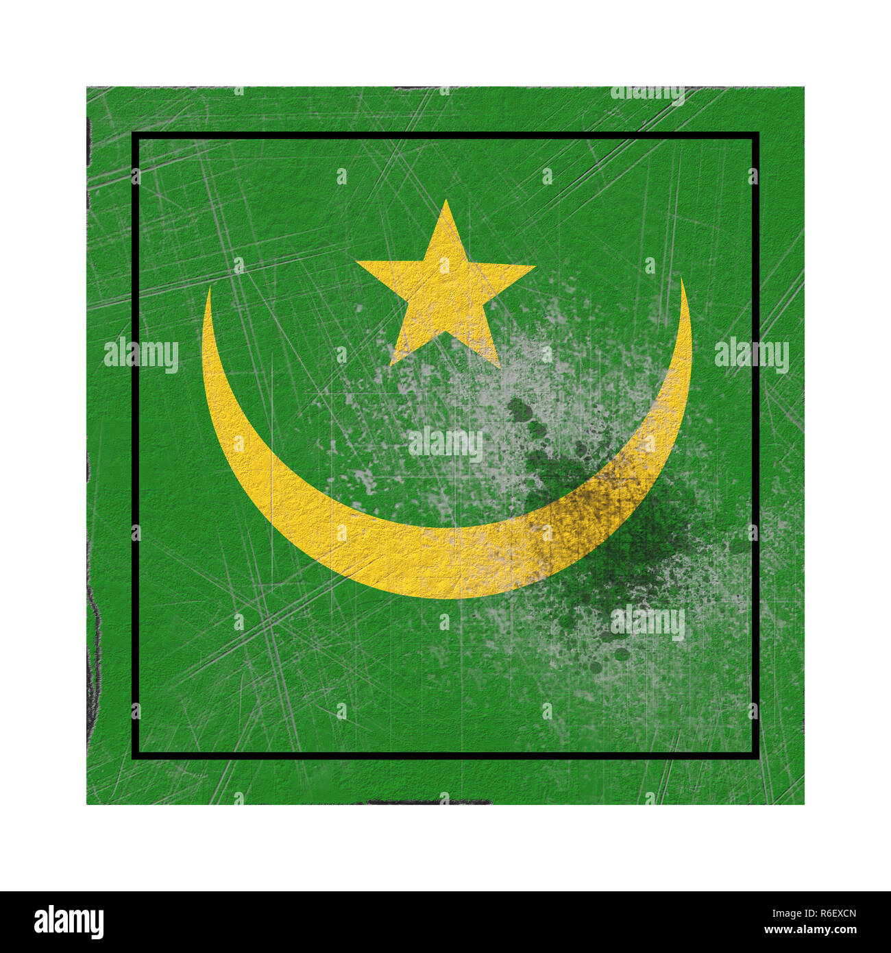 3d rendering of an old Mauritania flag in a concrete square Stock Photo ...