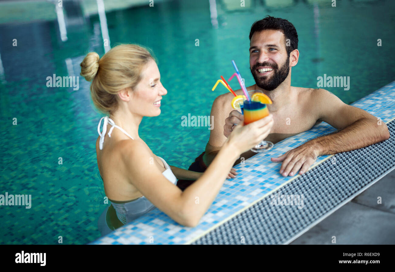 Pool fun couple hi-res stock photography and images - Alamy