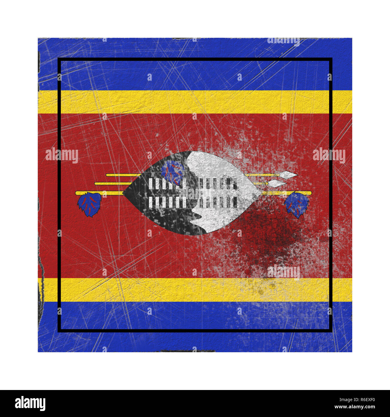 3d rendering of an old Swaziland flag in a concrete square Stock Photo ...