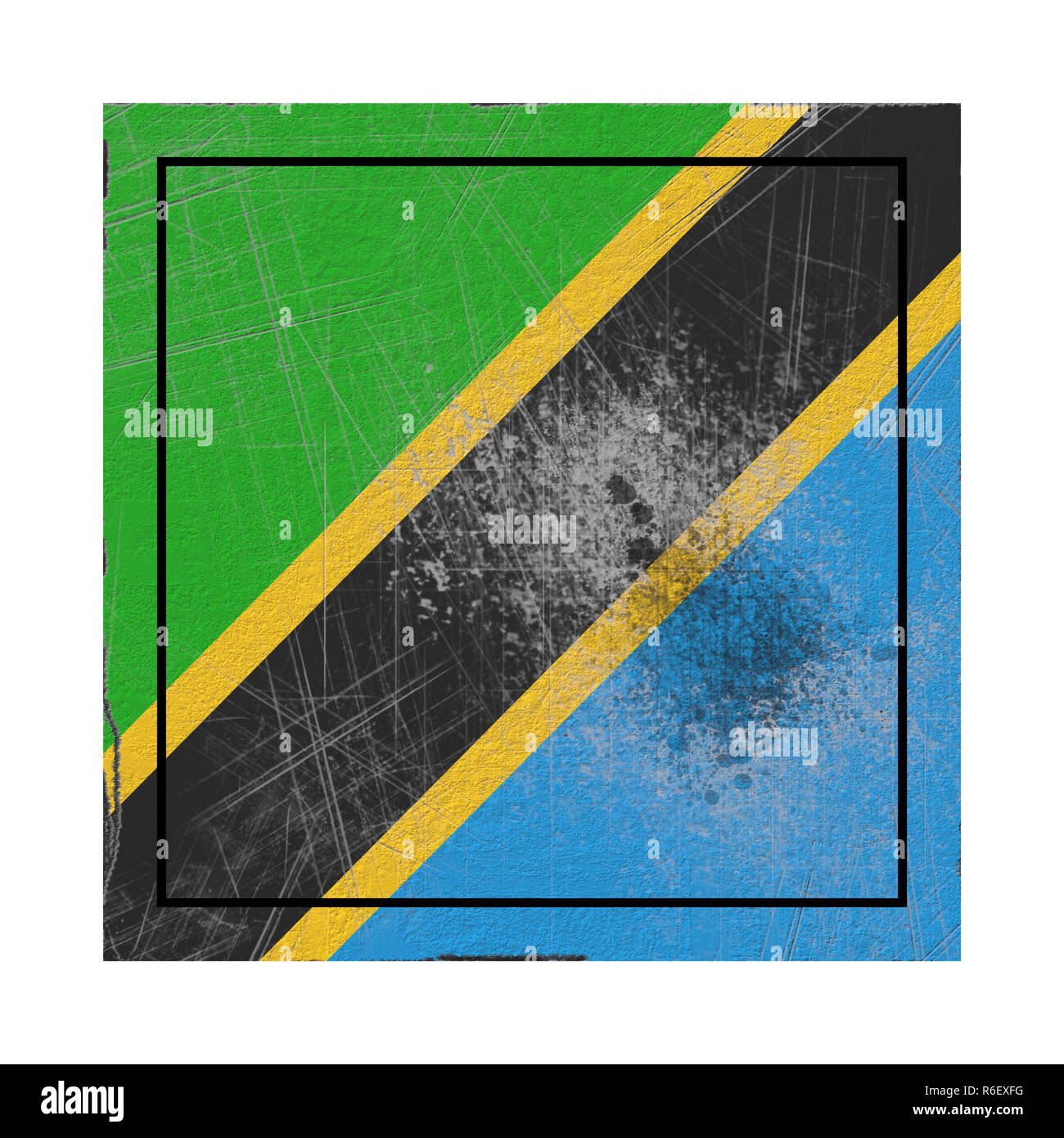 3d rendering of an old Tanzania flag in a concrete square Stock Photo ...