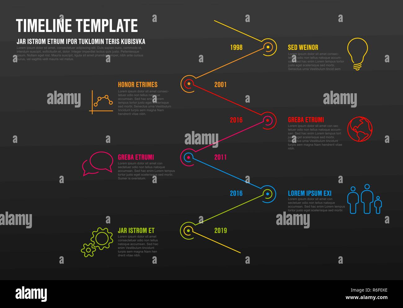 Vector Infographic timeline template with icons made from thin line ...