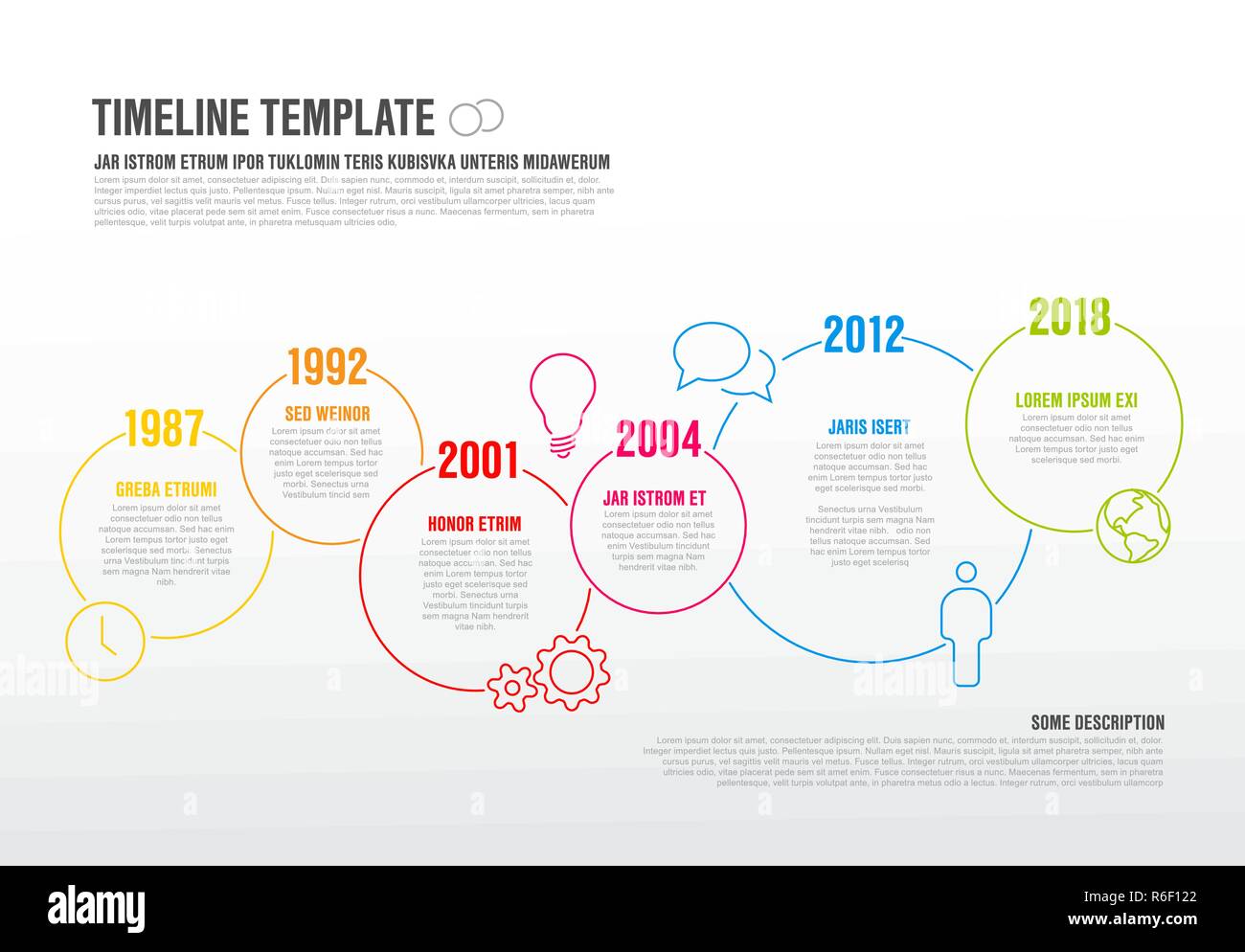 Vector Infographic timeline template made from thin line circles and ...