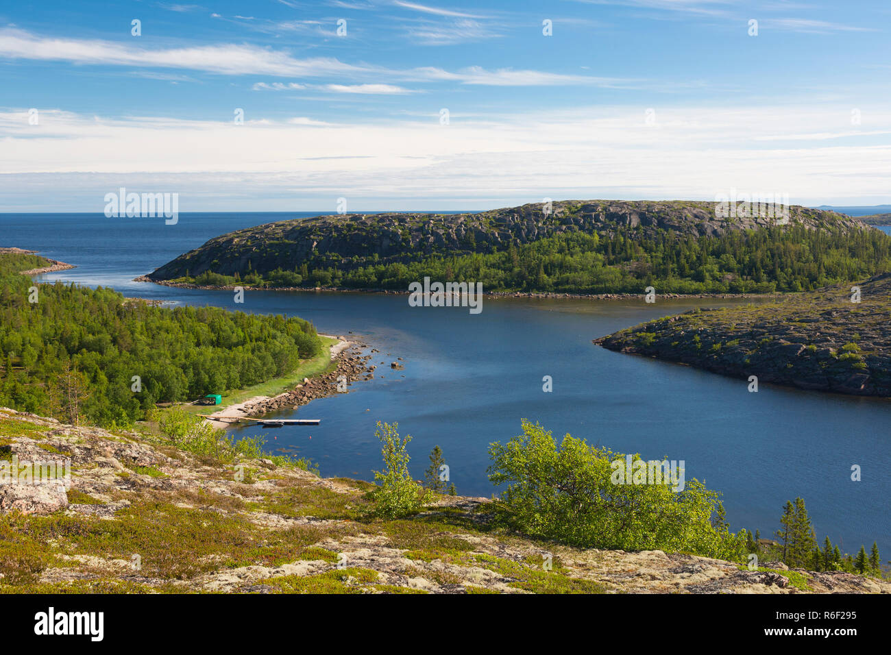 Kuzova Island archipelago in the White Sea, view from the top of the ...