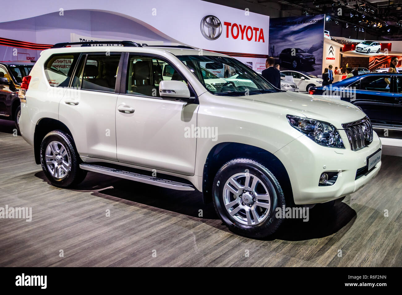 MOSCOW, RUSSIA - AUG 2012: TOYOTA LAND CRUISER PRADO J150 presented as world premiere at the 16th MIAS (Moscow International Automobile Salon) on Augu Stock Photo