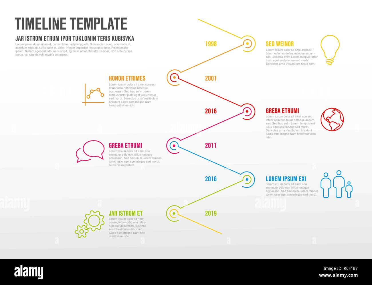 Vector Infographic timeline template with icons made from thin line ...