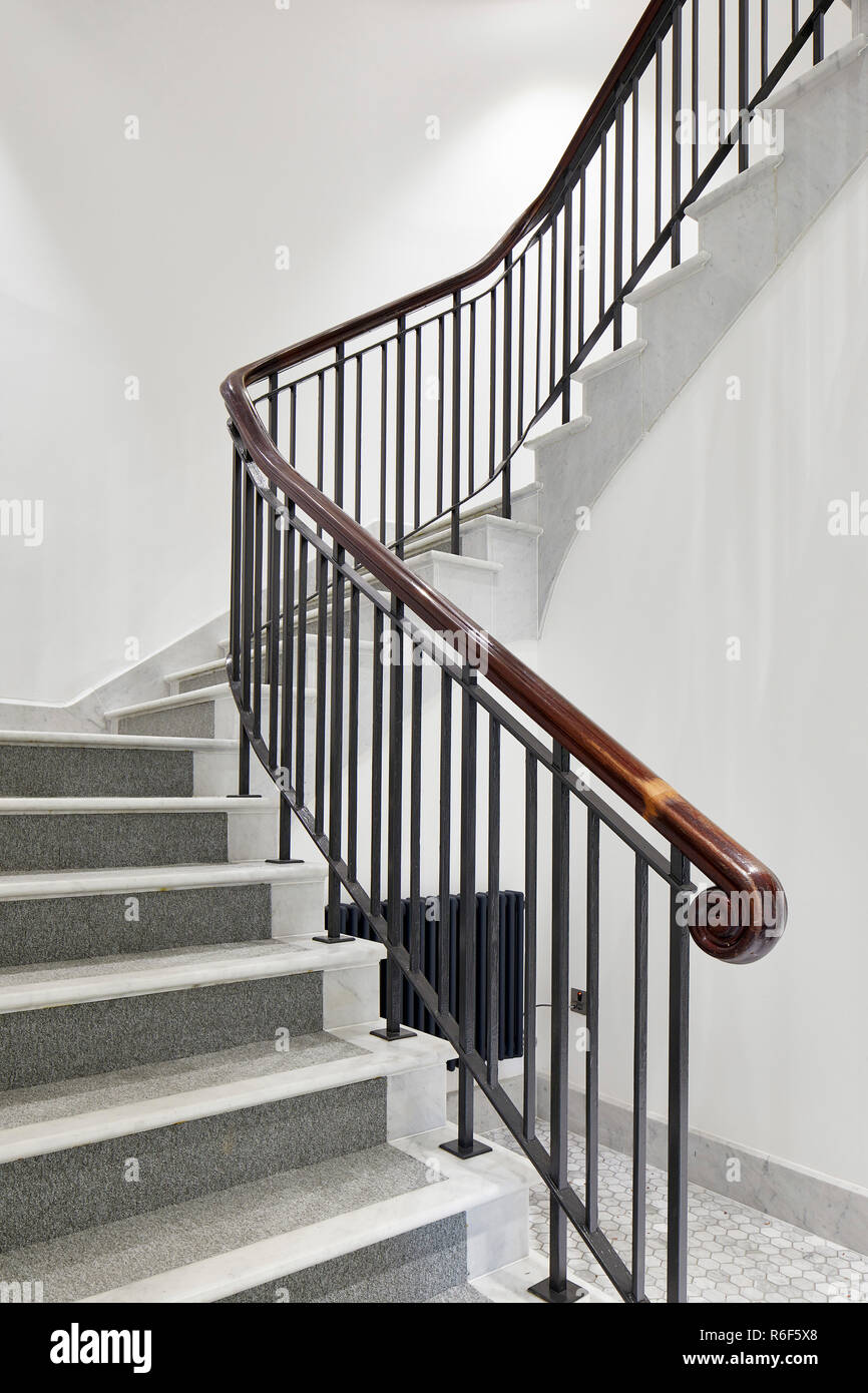 Staircase detail. 21 Soho Square, London, United Kingdom. Architect