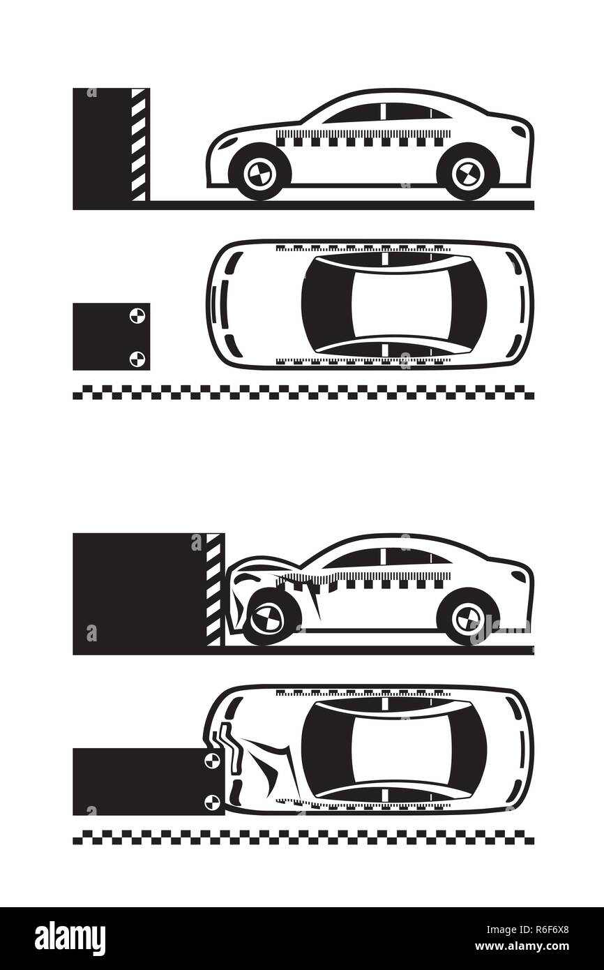 Car crash test - vector illustration Stock Vector