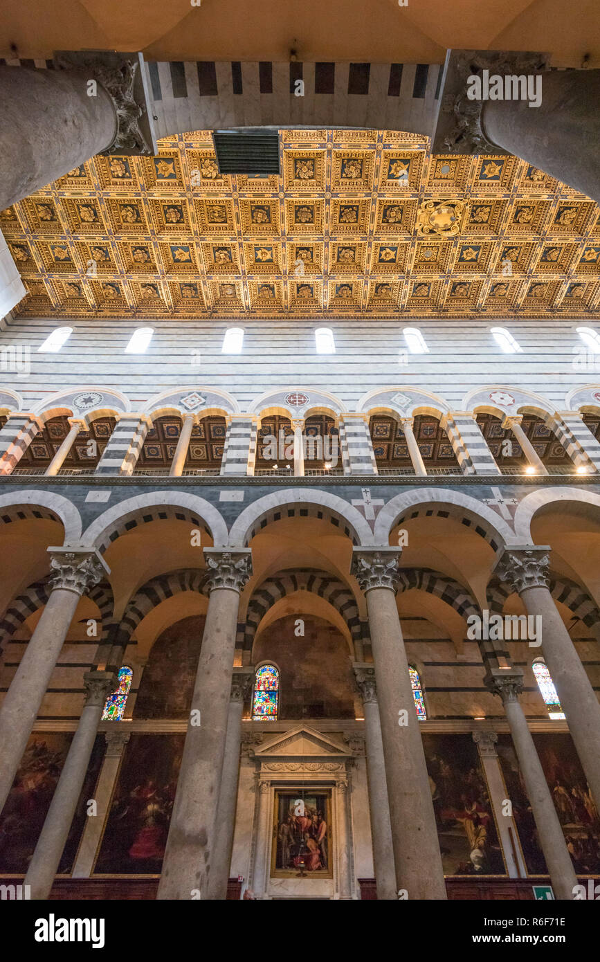 Vertical view inside Pisa Cathedral in Pisa, Tuscany. Stock Photo