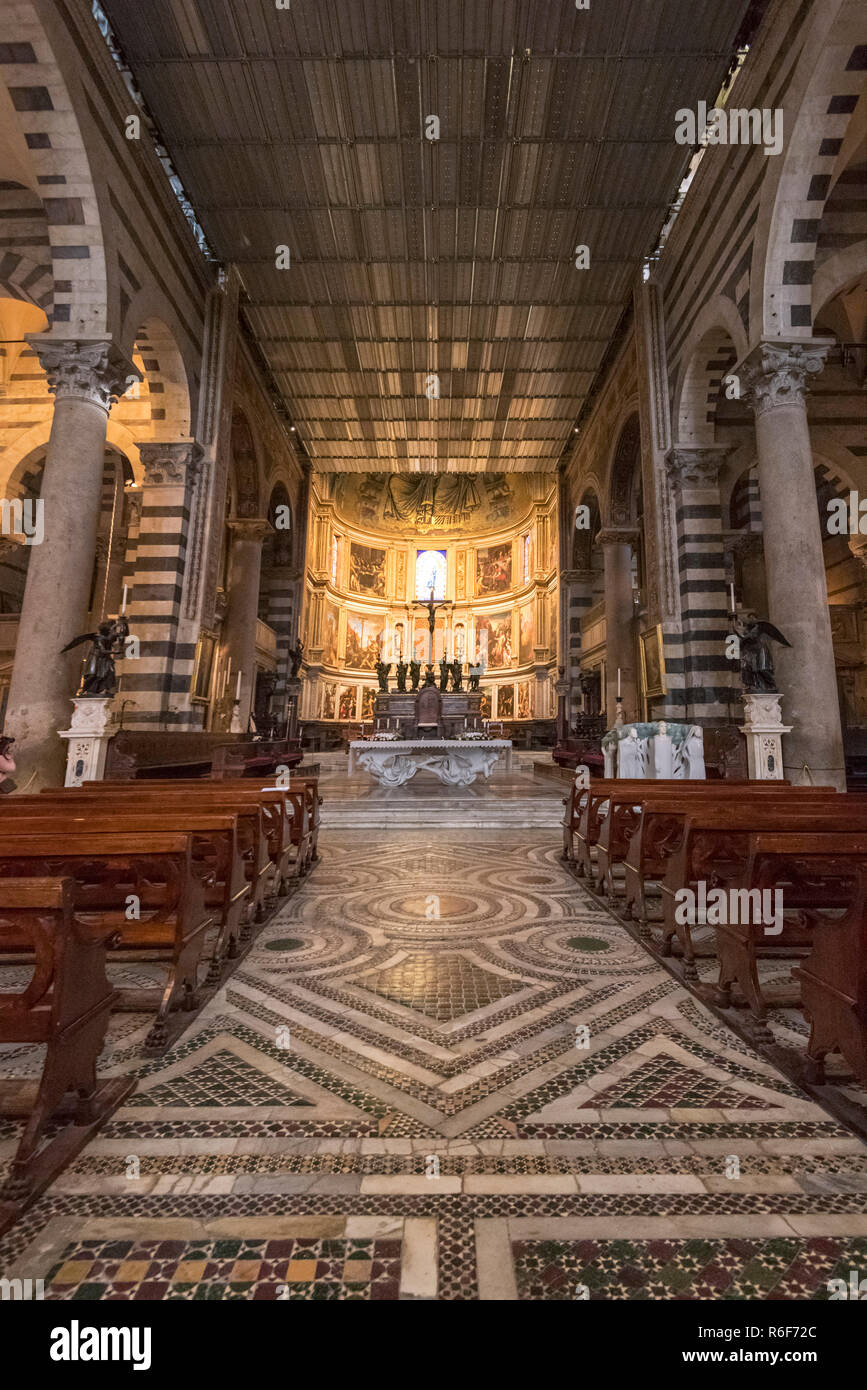 Vertical view inside Pisa Cathedral in Pisa, Tuscany. Stock Photo