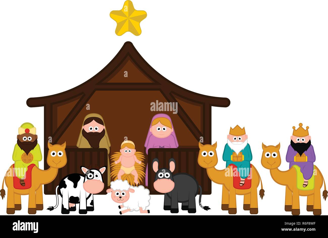 Christmas crib with all characters Stock Vector Image & Art Alamy
