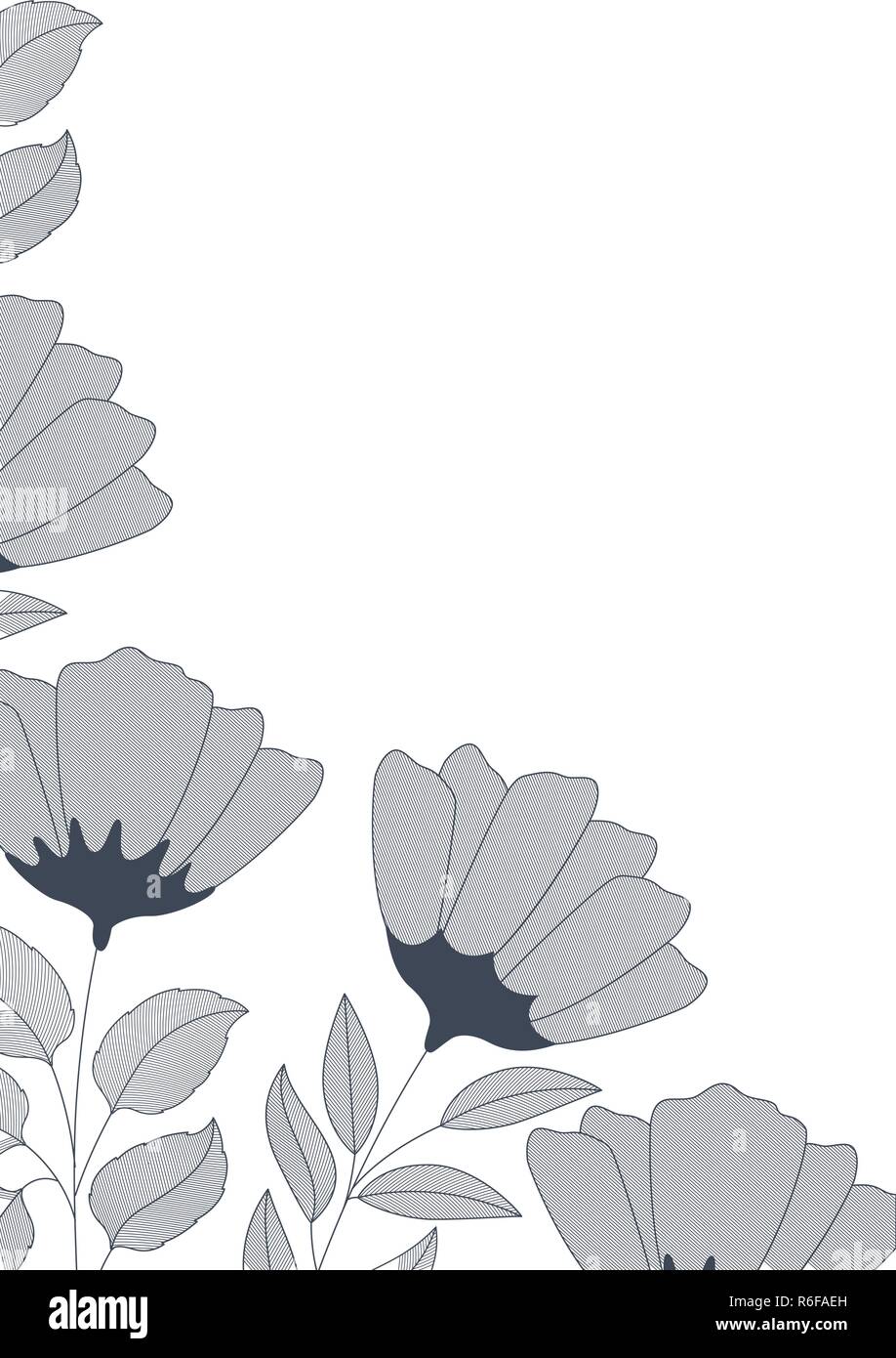 frame with flowers and leaves isolated icon Stock Vector Image & Art ...