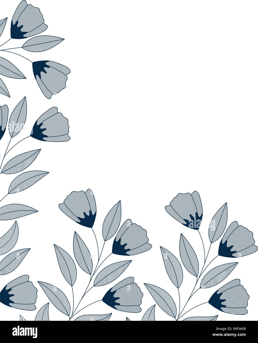 frame with flowers and leaves isolated icon Stock Vector Image & Art ...