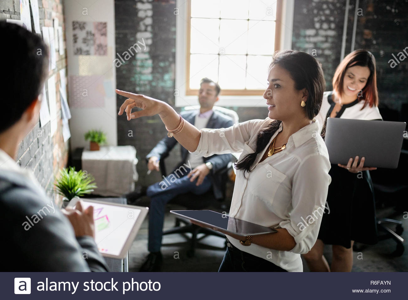 Creative business people brainstorming in office meeting Stock Photo