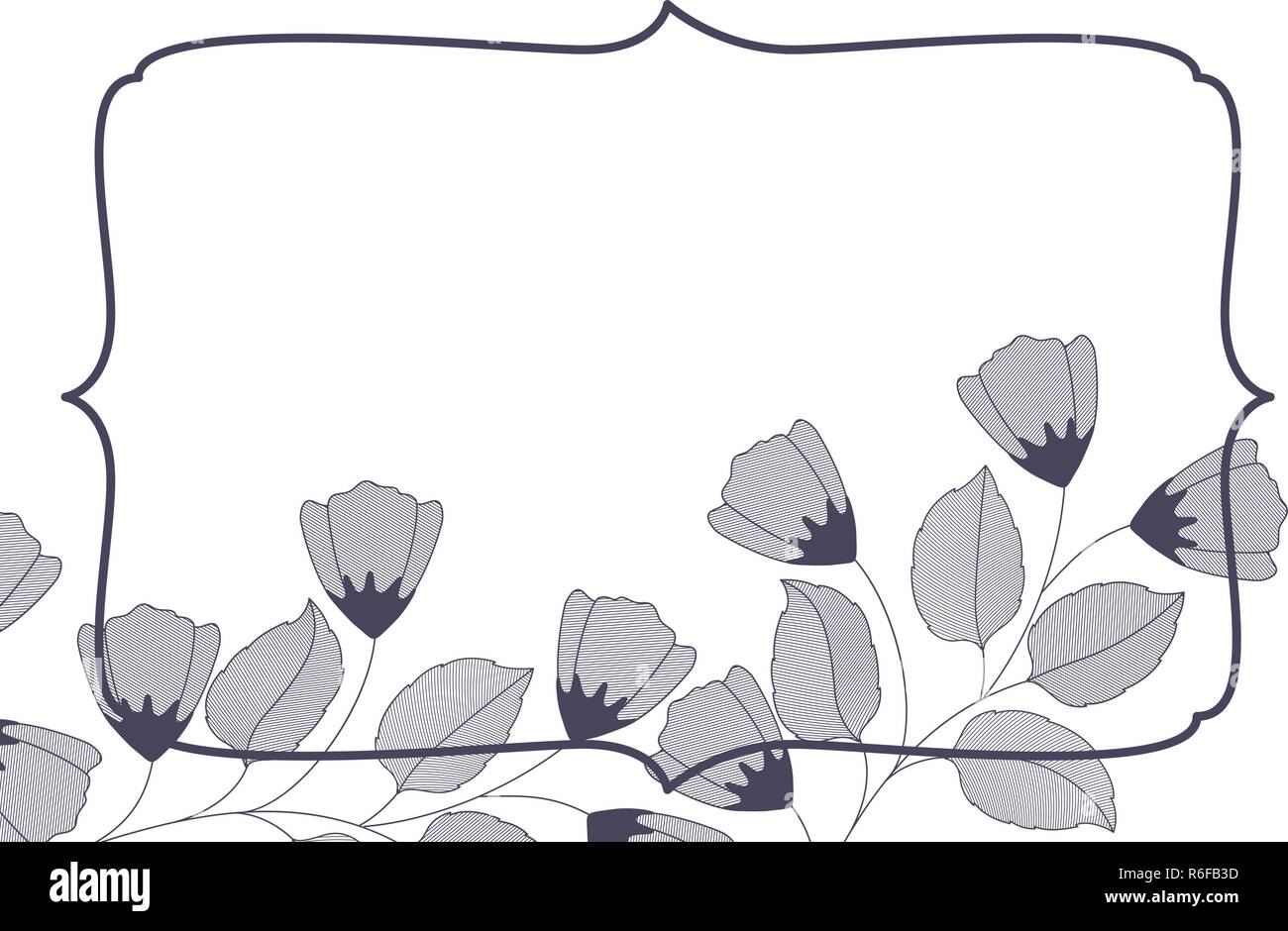 frame with flowers and leaves isolated icon Stock Vector Image & Art ...
