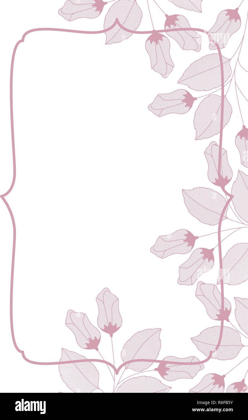 frame with flowers and leaves isolated icon Stock Vector Image & Art ...