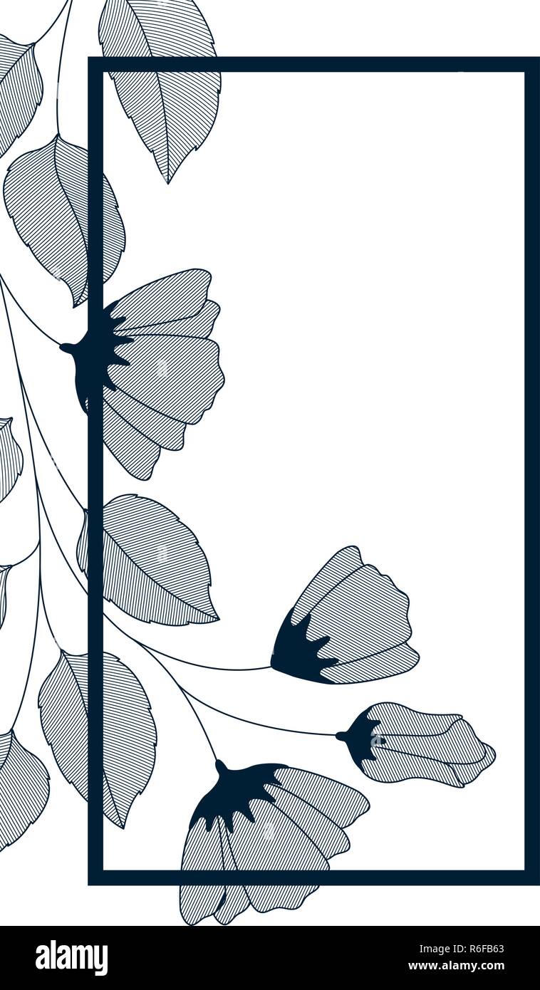 frame with flowers and leaves isolated icon Stock Vector Image & Art ...