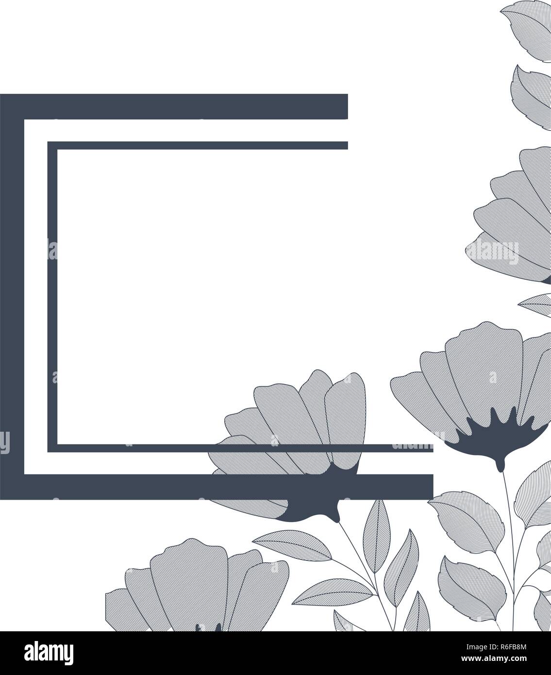 frame with flowers and leaves isolated icon Stock Vector Image & Art ...