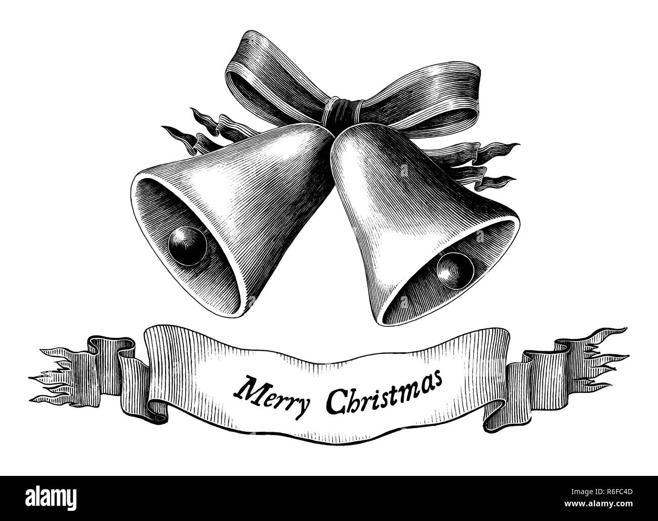 Antique engraving illustration of Christmas black and white clip art