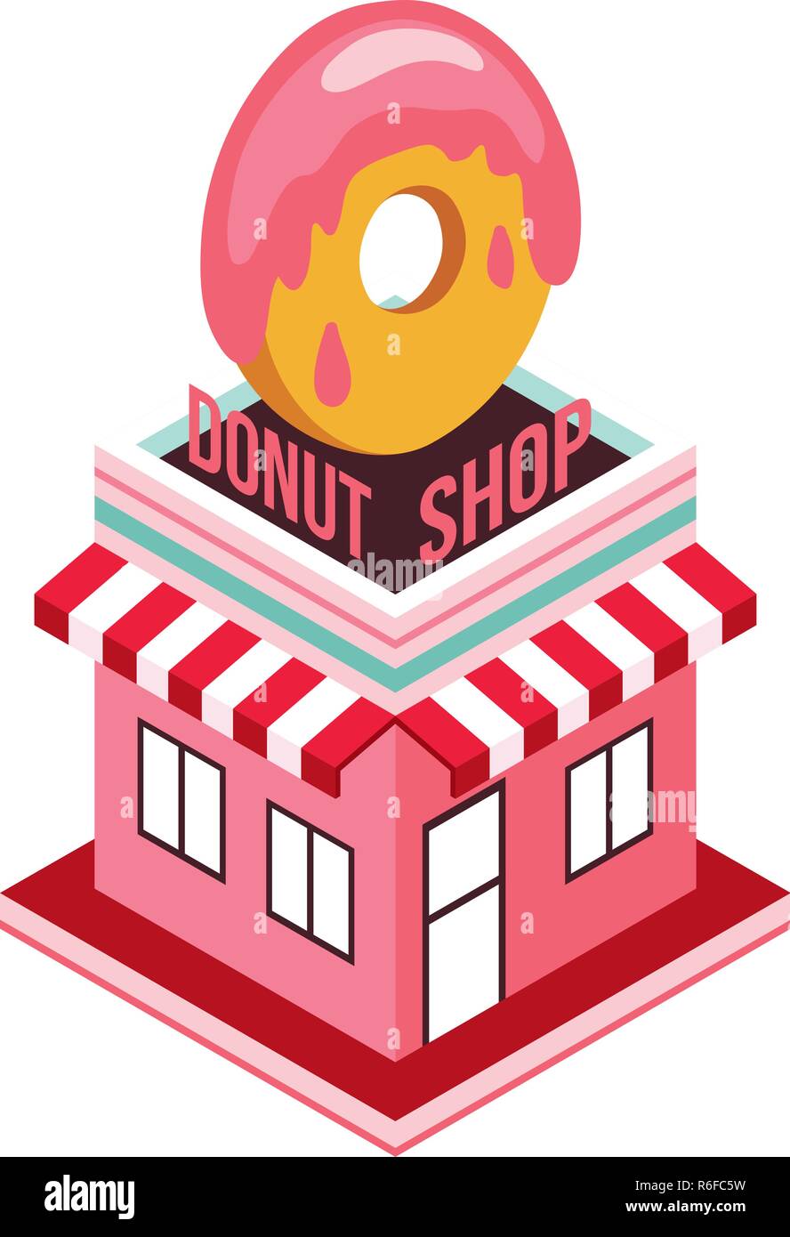 Donut shop Modern isometric flat design style Food shopping industry