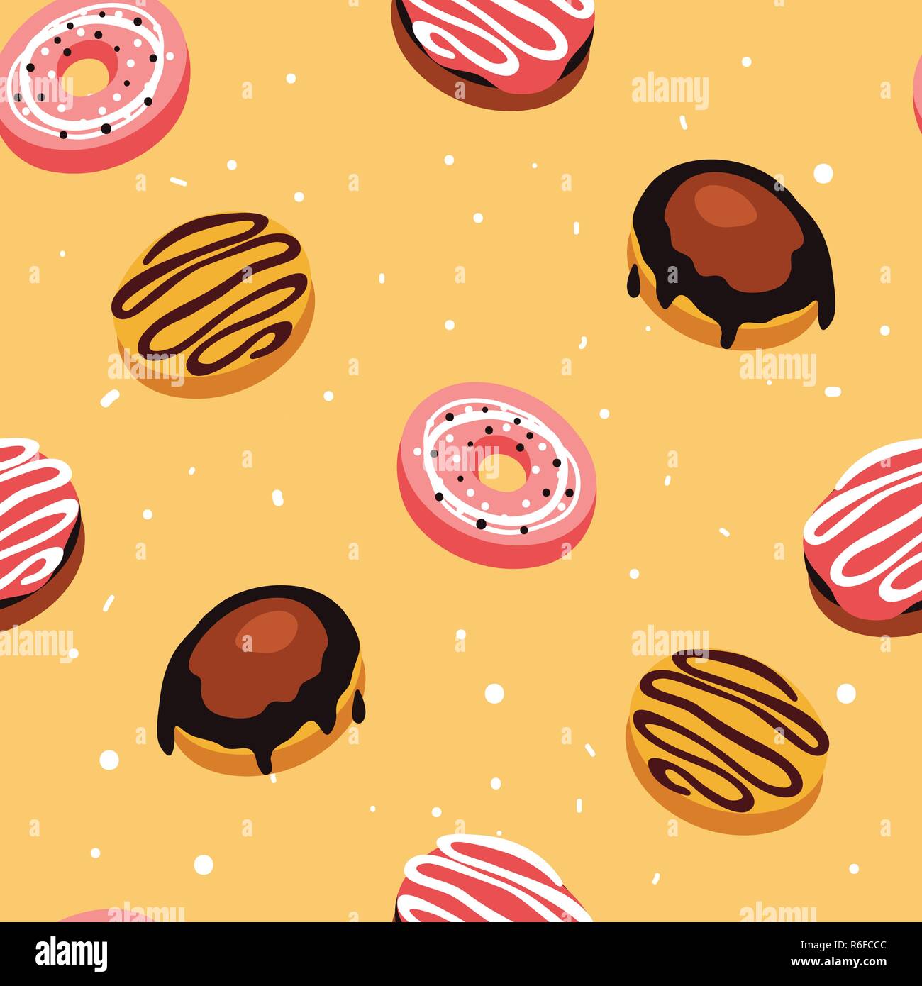 Seamless background pattern Delicious dessert Donuts with glaze and ...