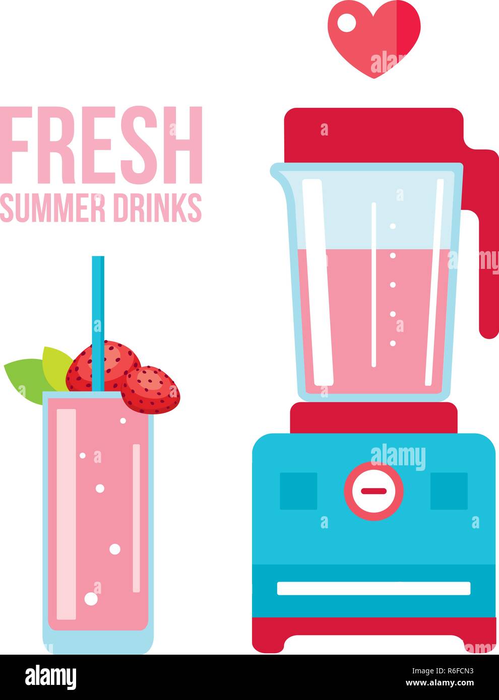 Fresh smoothie and blender Summer drinks Vector illustration Stock