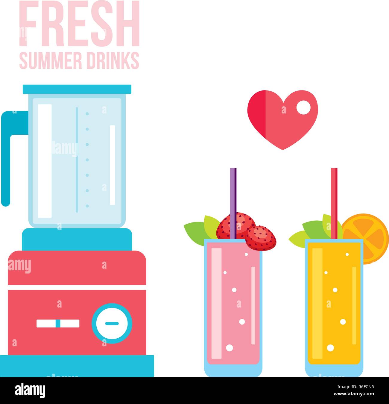 Fresh smoothie and blender Summer drinks Vector illustration Stock