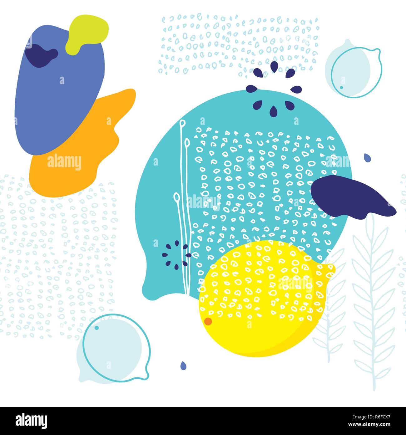 Seamless background pattern with lemons Scandinavian style Vector illustration Stock Vector