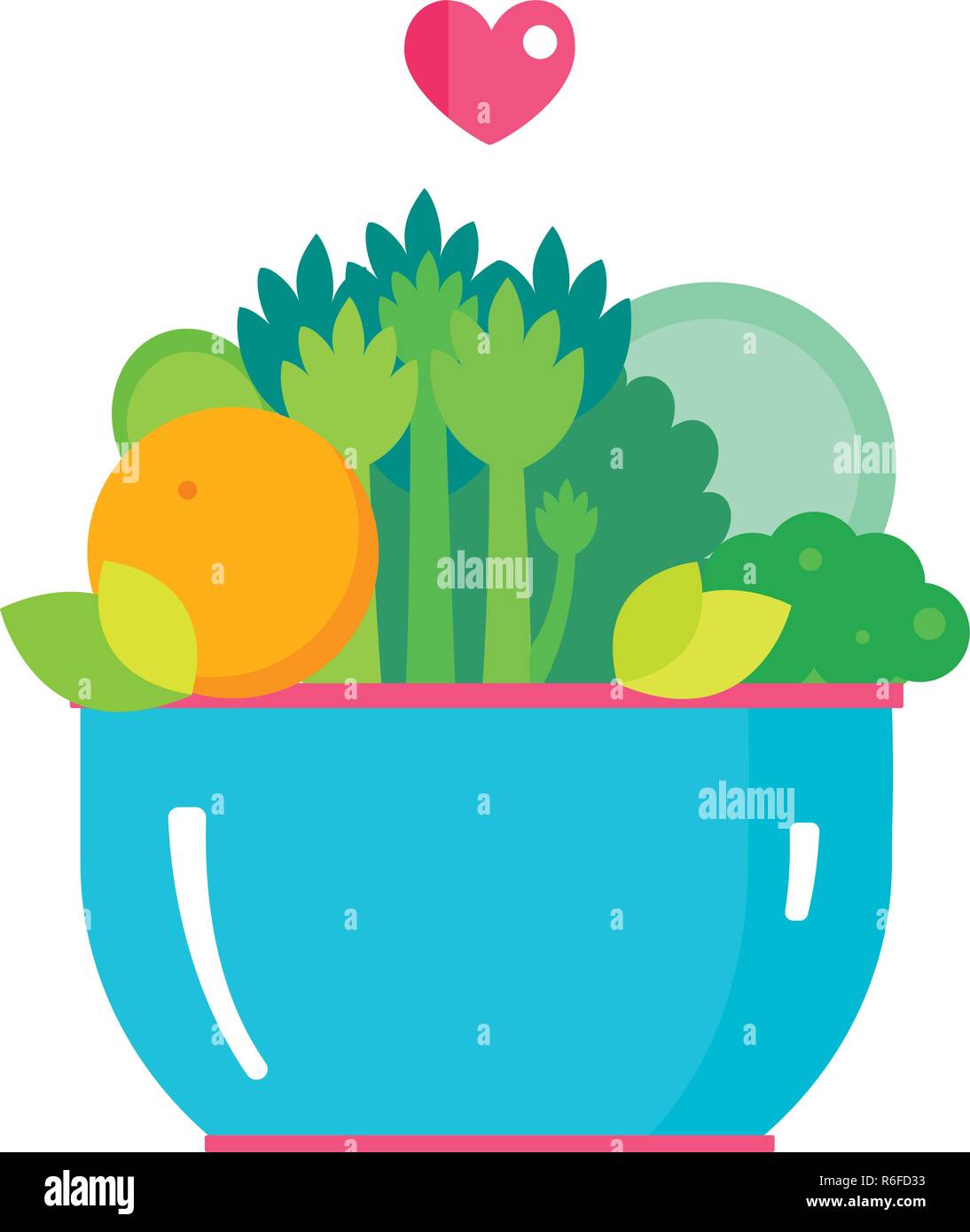 Salad bowl Organic fruits and vegetables Healthy food Vector ...