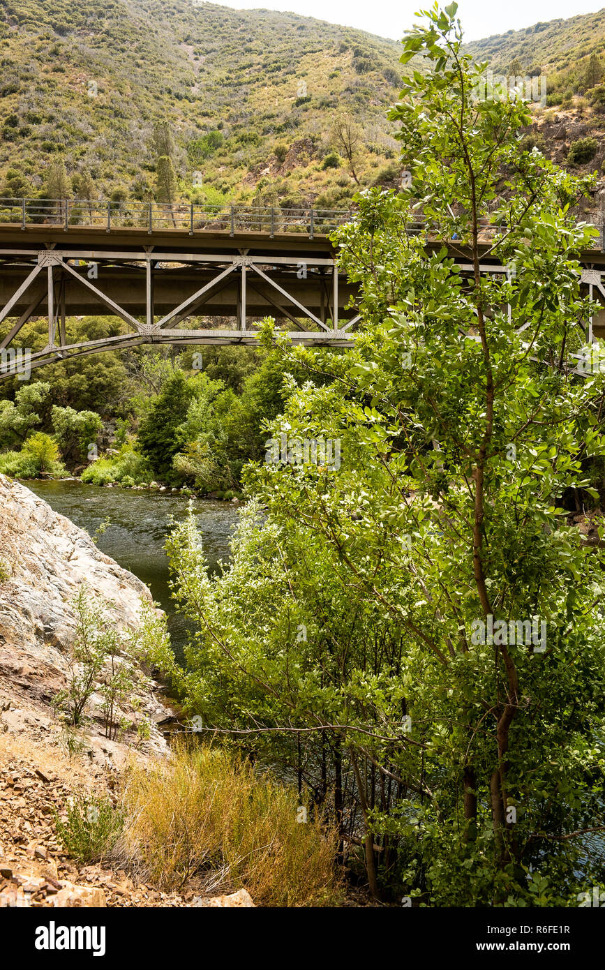 Kern River and Johnsondale Bridge Stock Photo