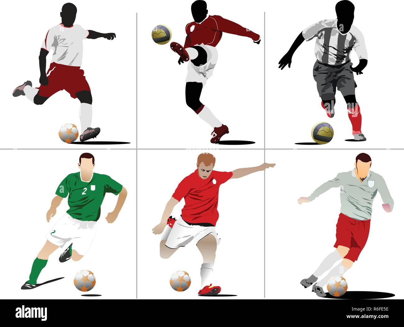 Six Soccer players. Colored Vector illustration for designers Stock ...