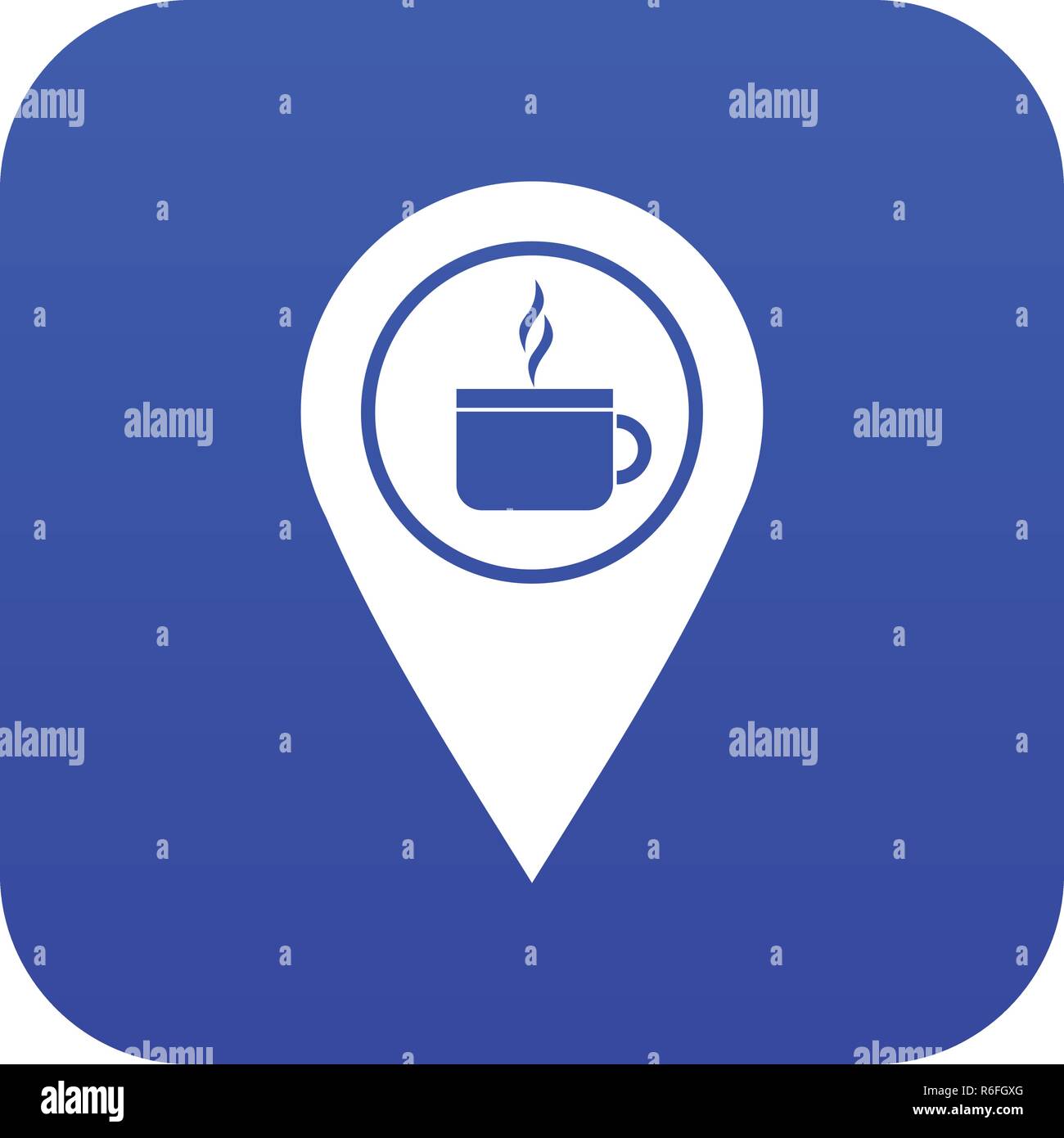Map pin location with tea or coffee cup sign icon digital blue Stock ...