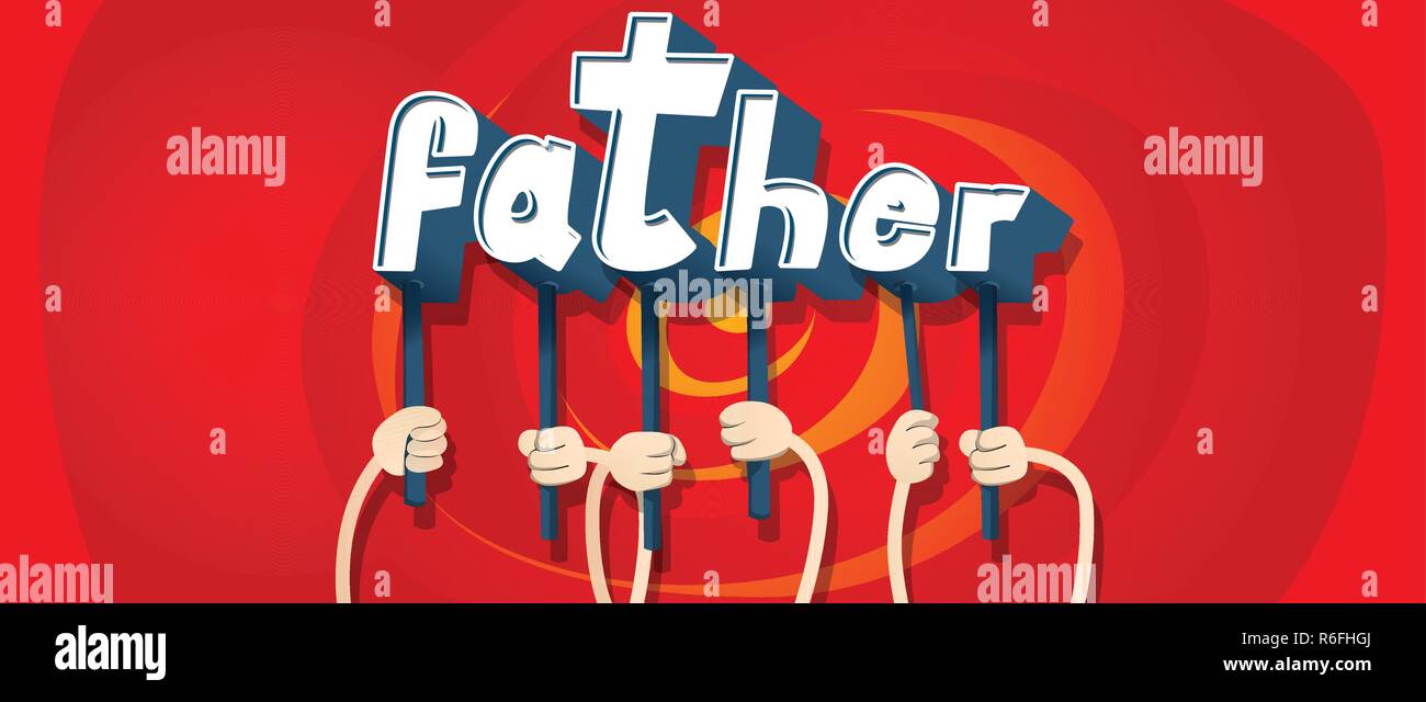 Diverse hands holding letters of the alphabet created the word Father