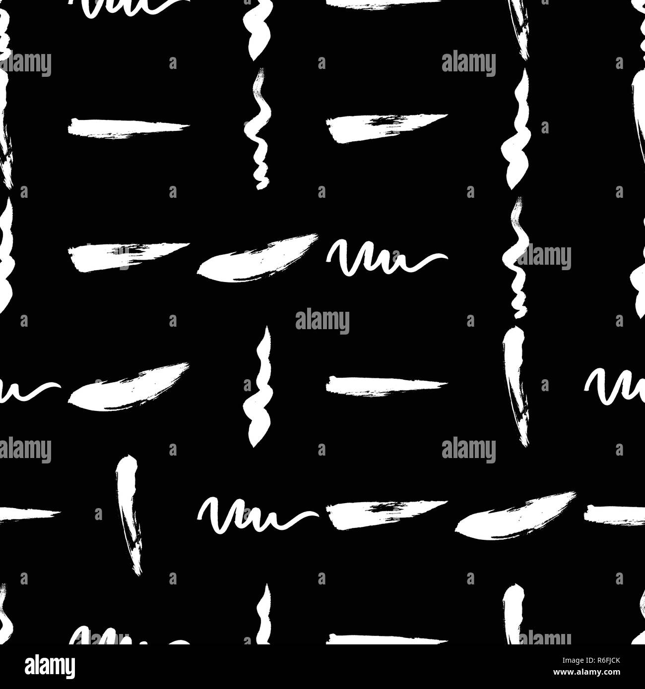 Seamless pattern hand drawn with a brush strokes. Abstract brushstrokes ...