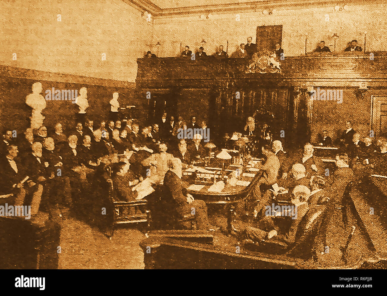 A sitting of the legislative council of New South Wales, Australia in the late 1800's Stock Photo