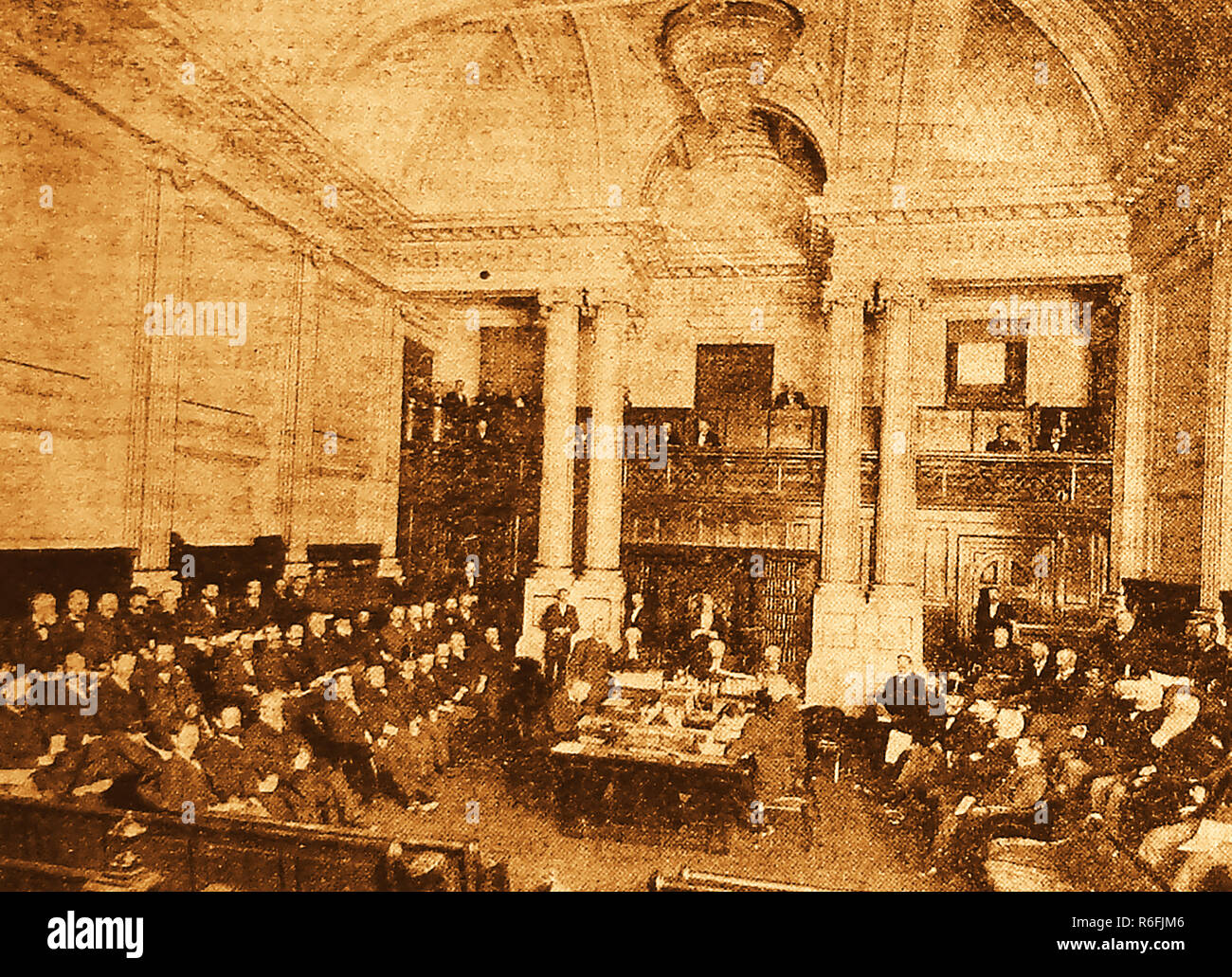 An early photograph of a sitting of the Legislative Council of Victoria, Australia,in the 1800's Stock Photo