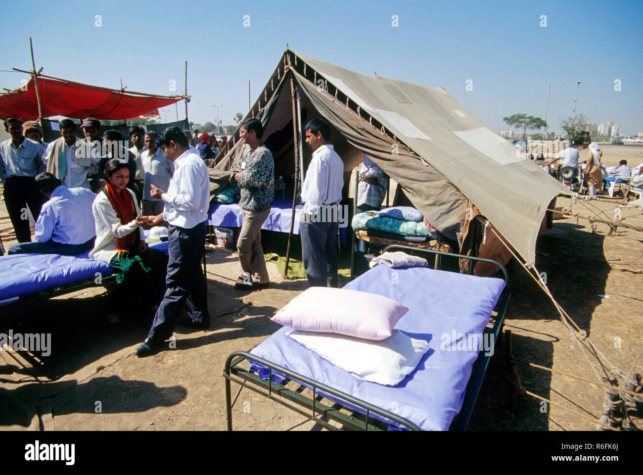 Relief camp after earthquake, Ahmedabad, Gujarat, India Stock Photo Alamy