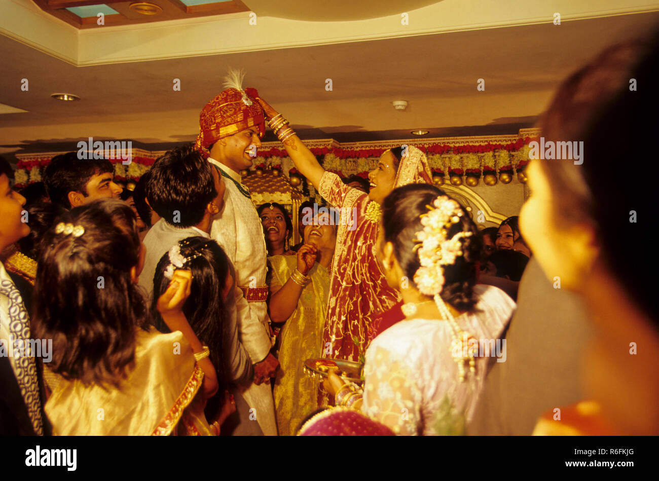 marwadi wedding ceremony, marwadi bride and bridegroom, bombay mumbai, maharashtra, india Model Released Stock Photo
