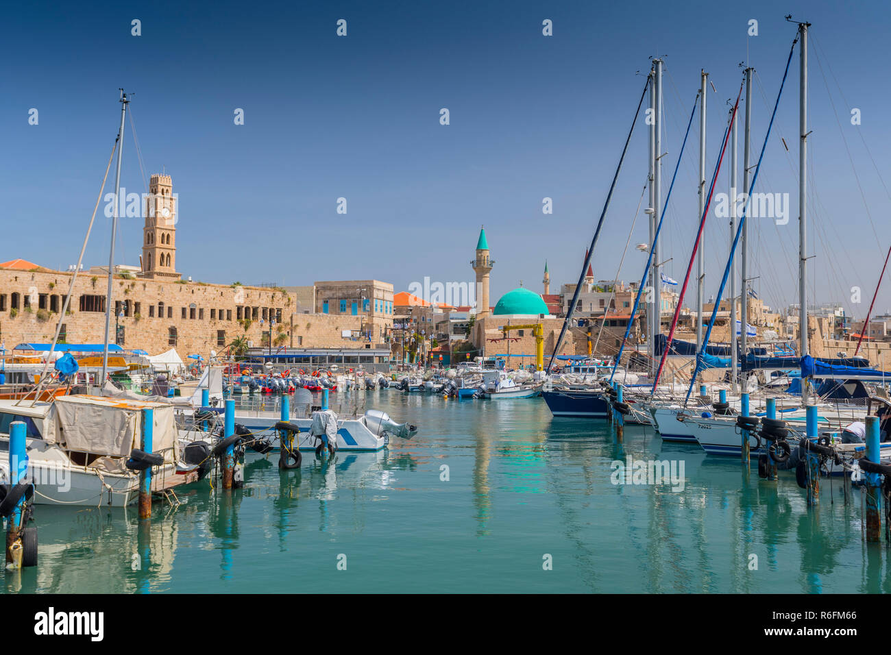 The Ancient Harbour And A Fishing Port In Acre (Akko), Western Galilee, Israel Stock Photo