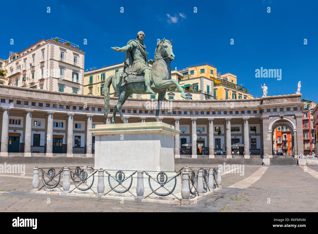 Bronze Statue Of King Ferdinand I Of Bourbon In Piazza Del Plebiscito In Naples, Italy Stock