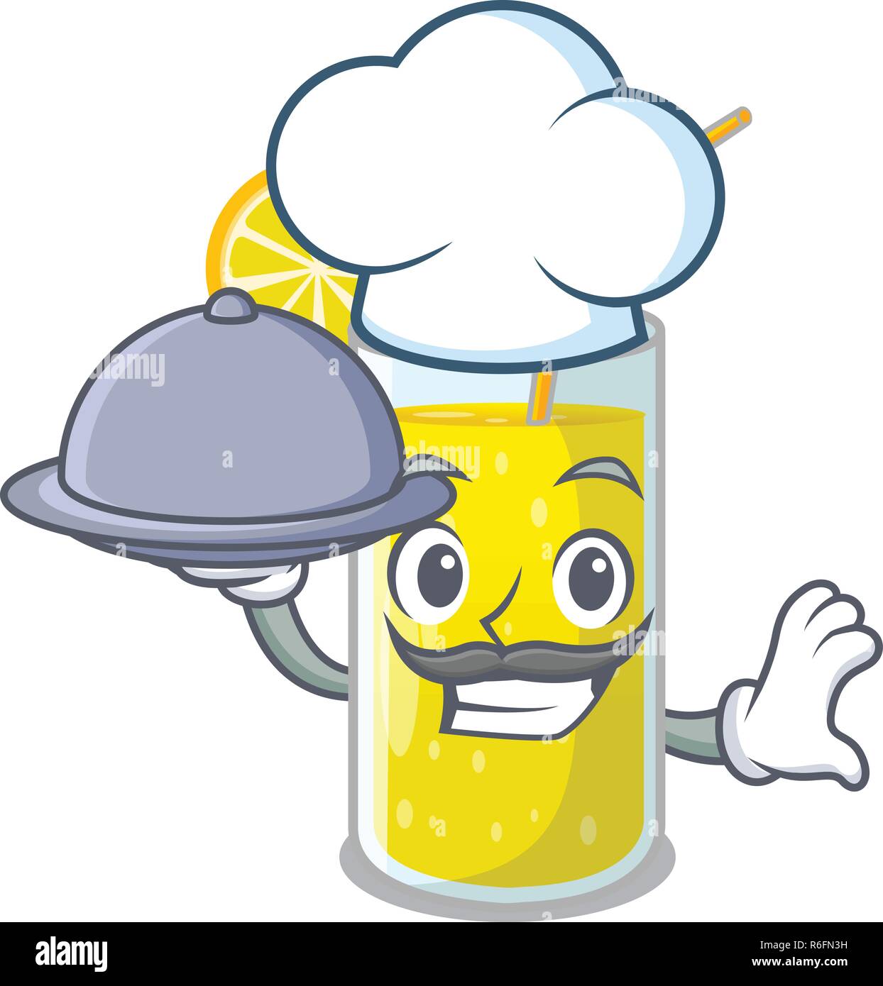 Chef with food lemon juice glass on character table vector illustration ...