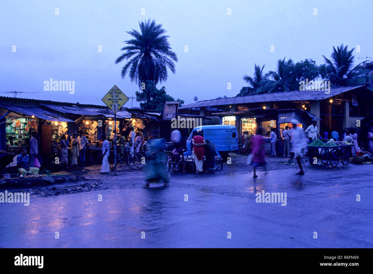 electrified village at evening, india Stock Photo