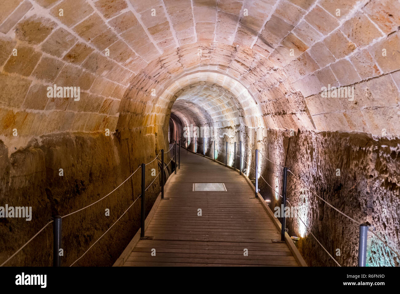 Tunnel Of The Knights Templar In Akko, Israel Stock Photo - Alamy